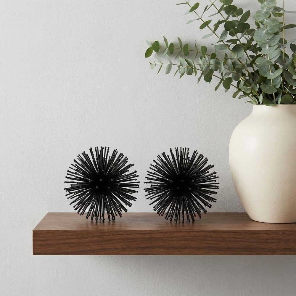 10" Black Iron Decorative Orb Tabletop Sculpture