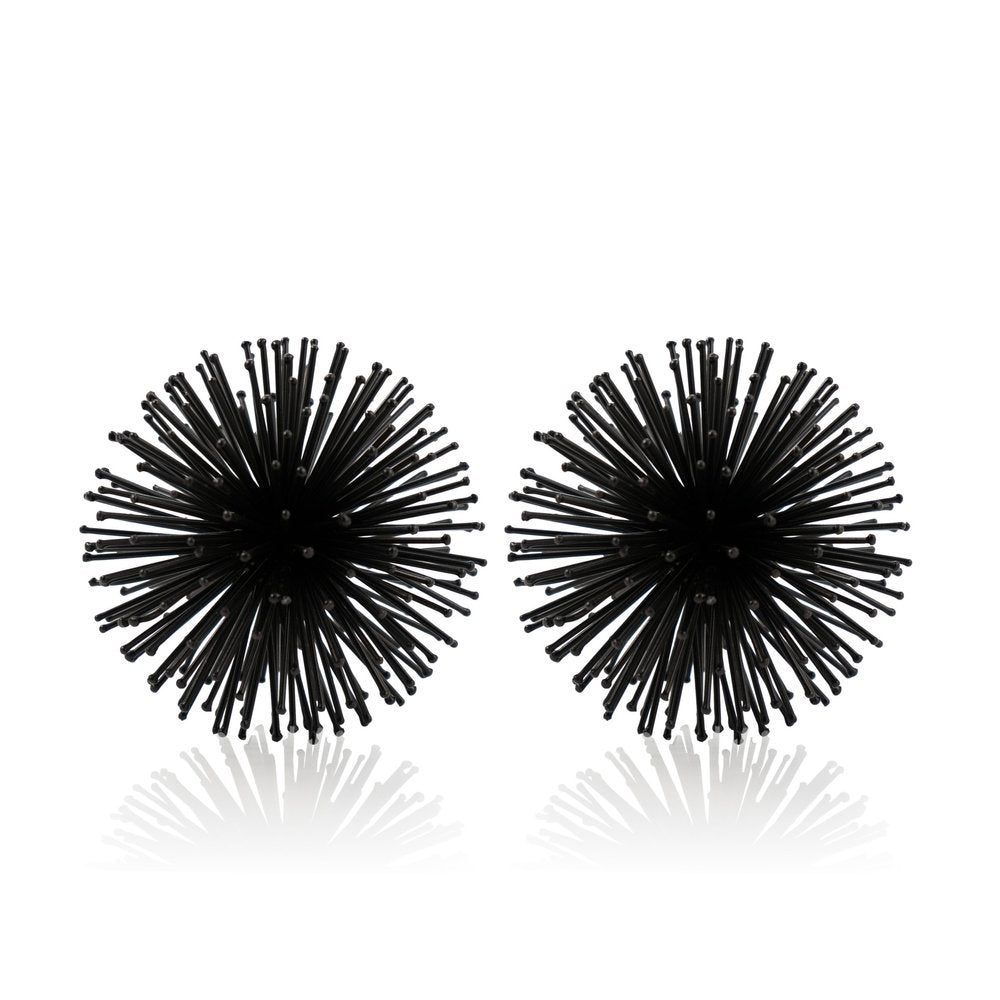 10" Black Iron Decorative Orb Tabletop Sculpture