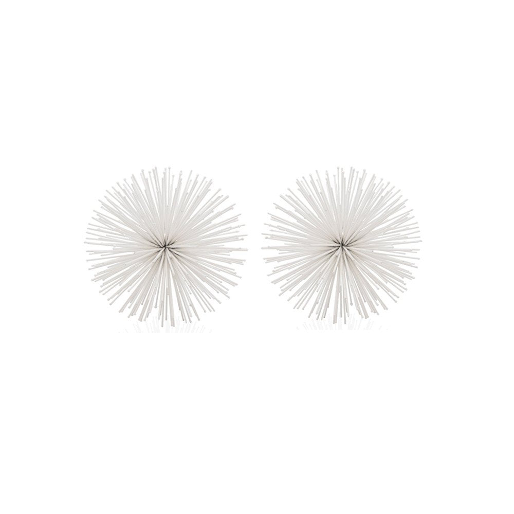 10" White Iron Decorative Orb Tabletop Sculpture