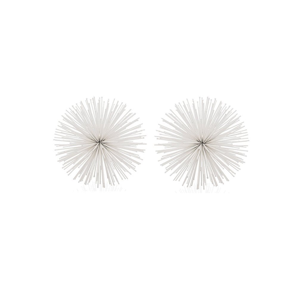 10" White Iron Decorative Orb Tabletop Sculpture