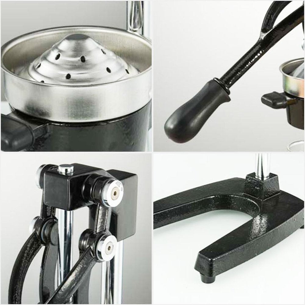 7" Black And Silver Stainless Steel Manual Juicer
