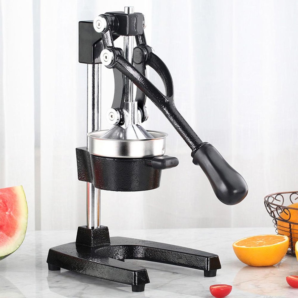 7" Black And Silver Stainless Steel Manual Juicer