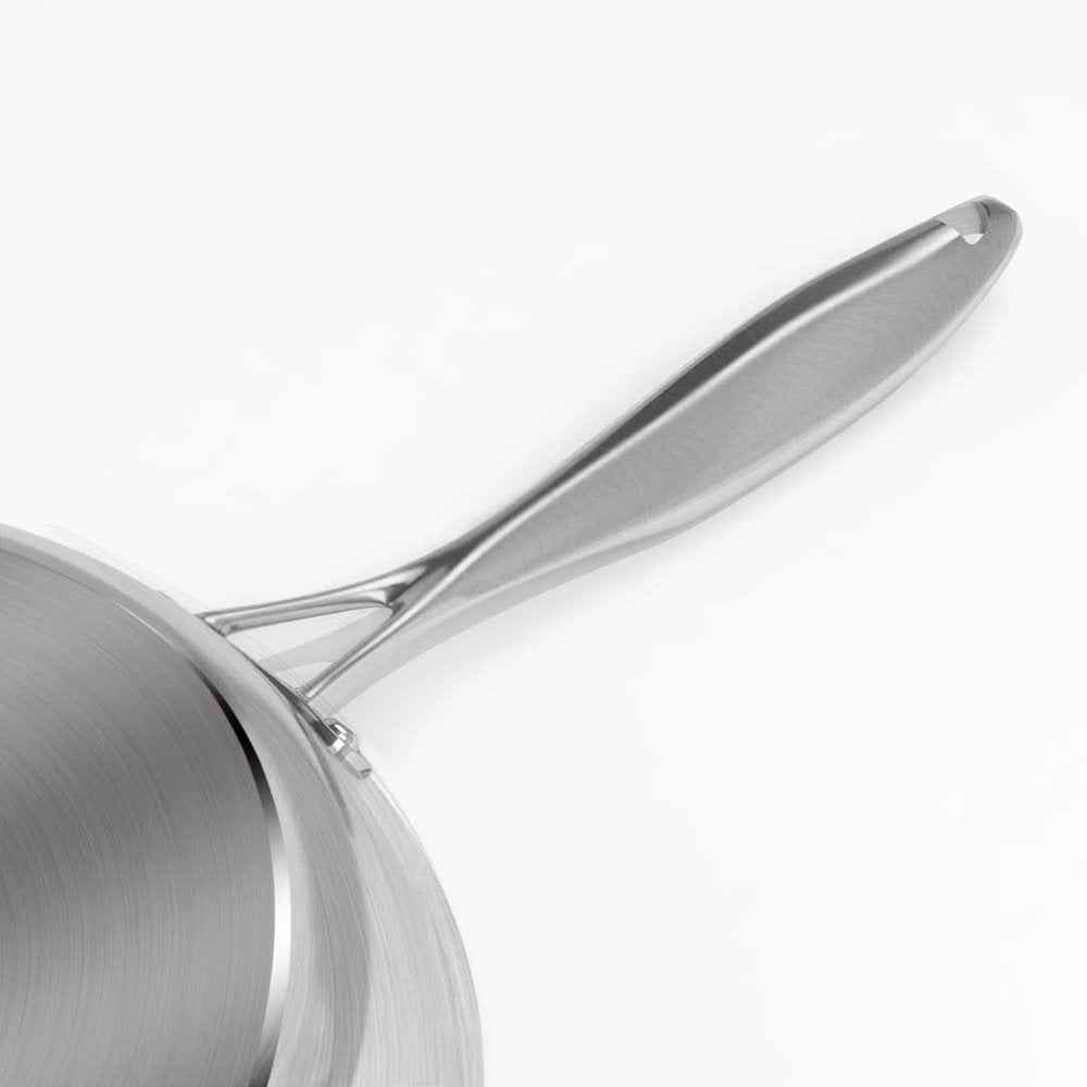 9" Black And Silver Stainless Steel Frying Pan