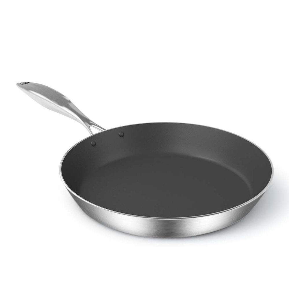 11" Black And Silver Stainless Steel Frying Pan