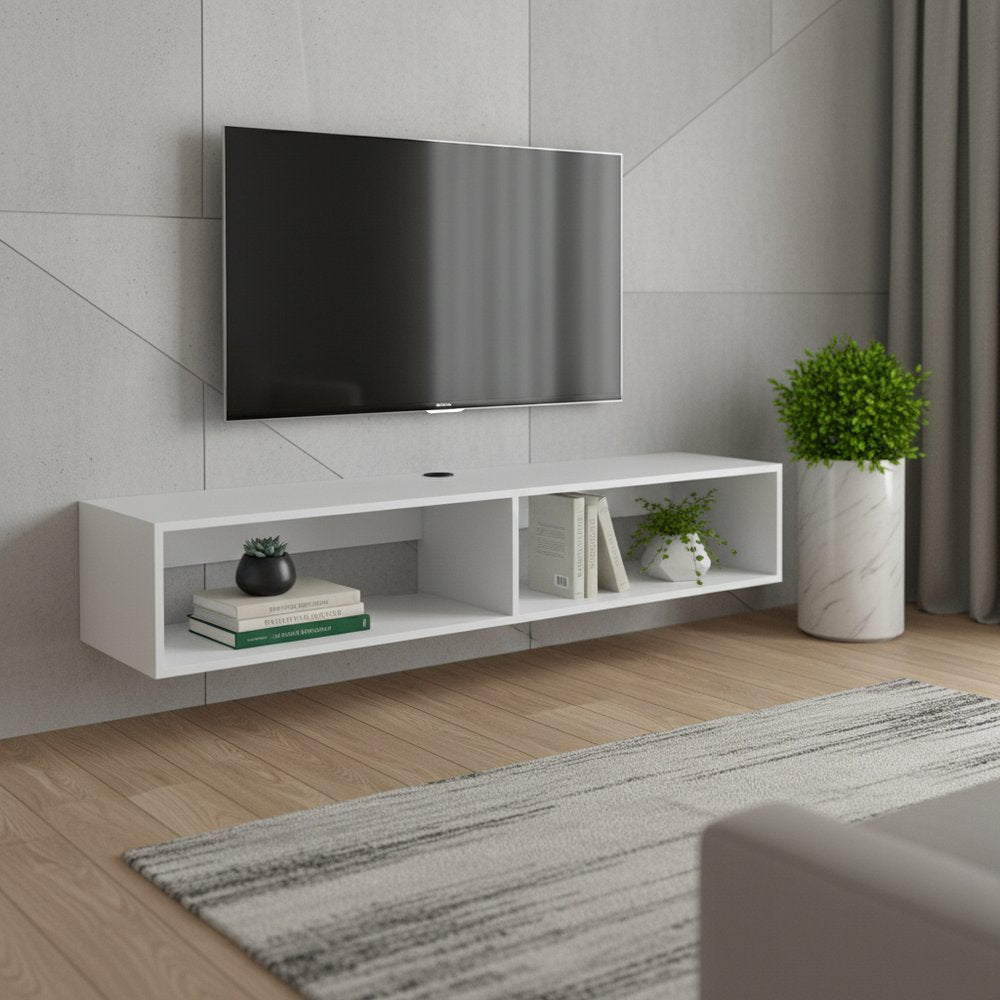 59" White Floating Mount TV Stand