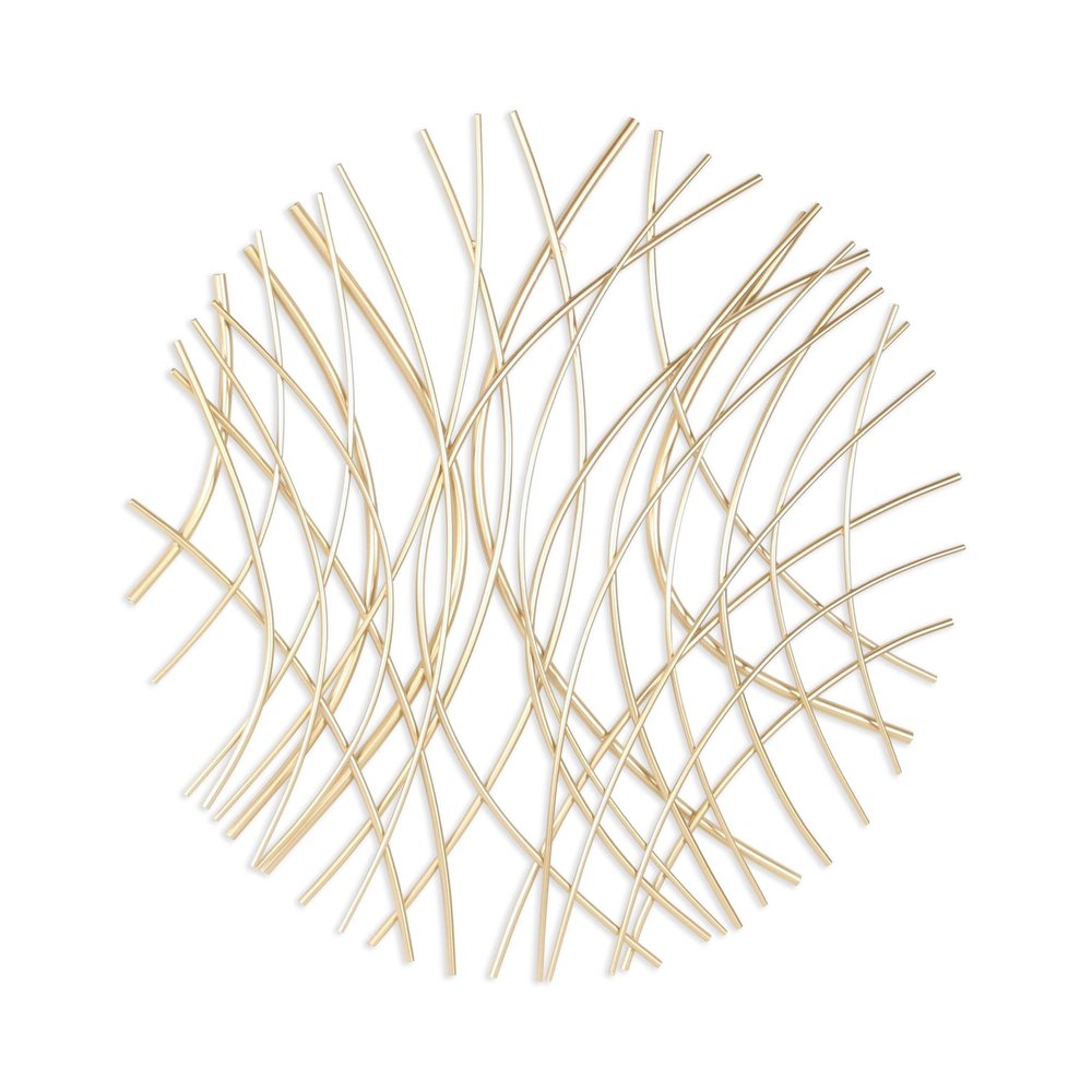 30" X 30" Gold Metal Circle Abstract Hanging Dimensional Sculpture