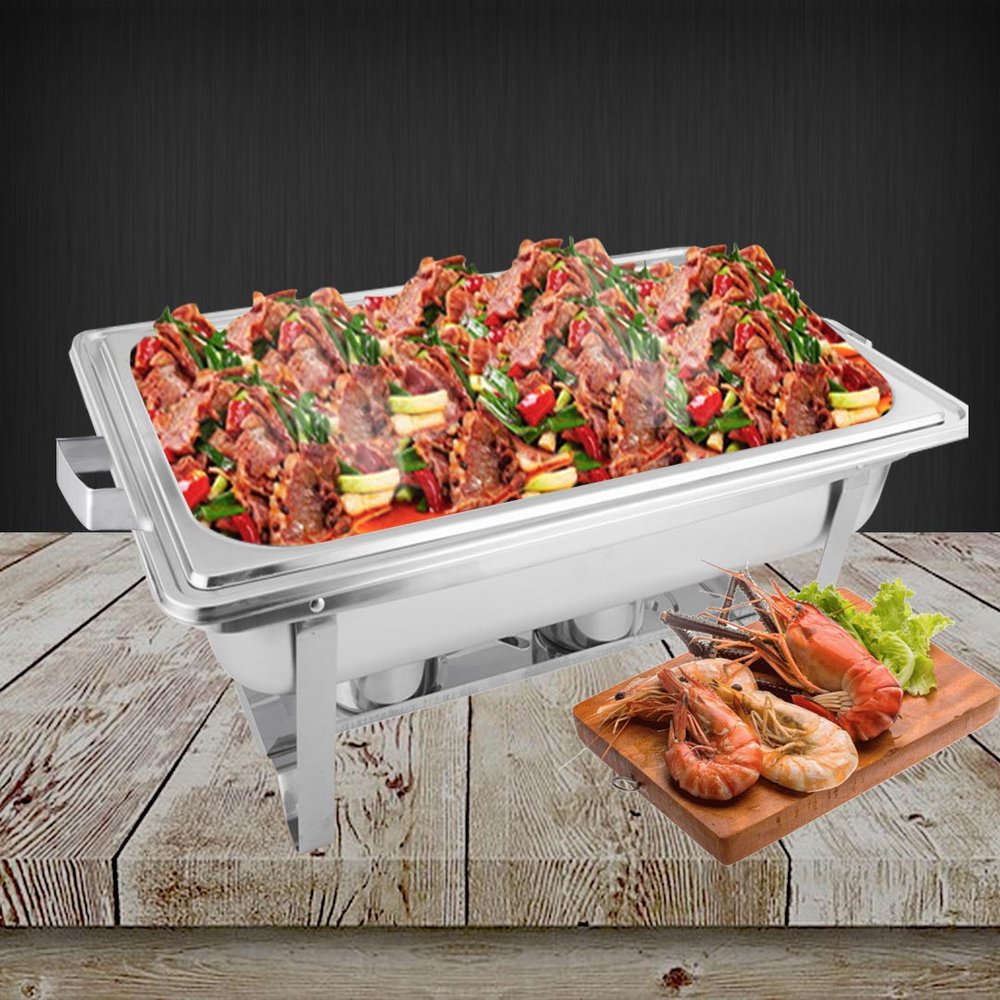 9" Silver Stainless Steel Chafing Dish With Stand