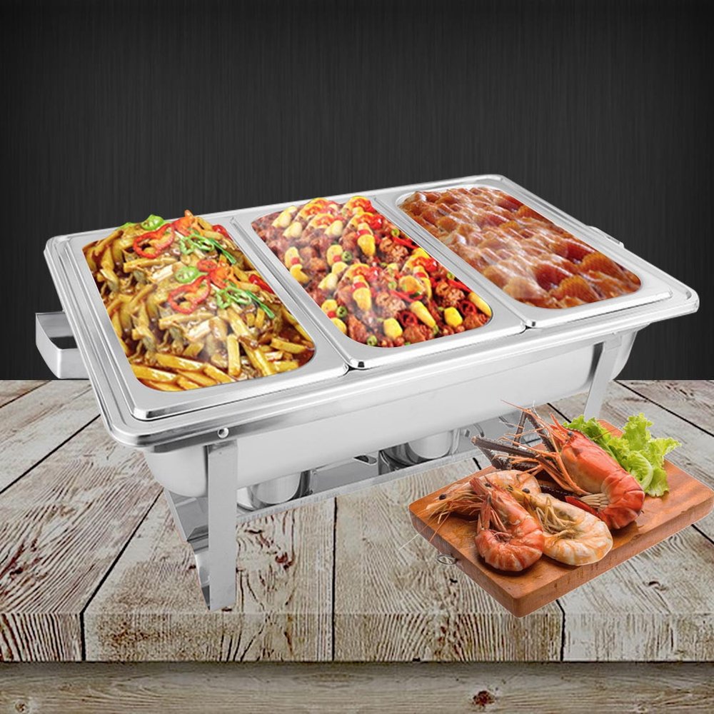 9" Silver Stainless Steel Chafing Dish With Stand