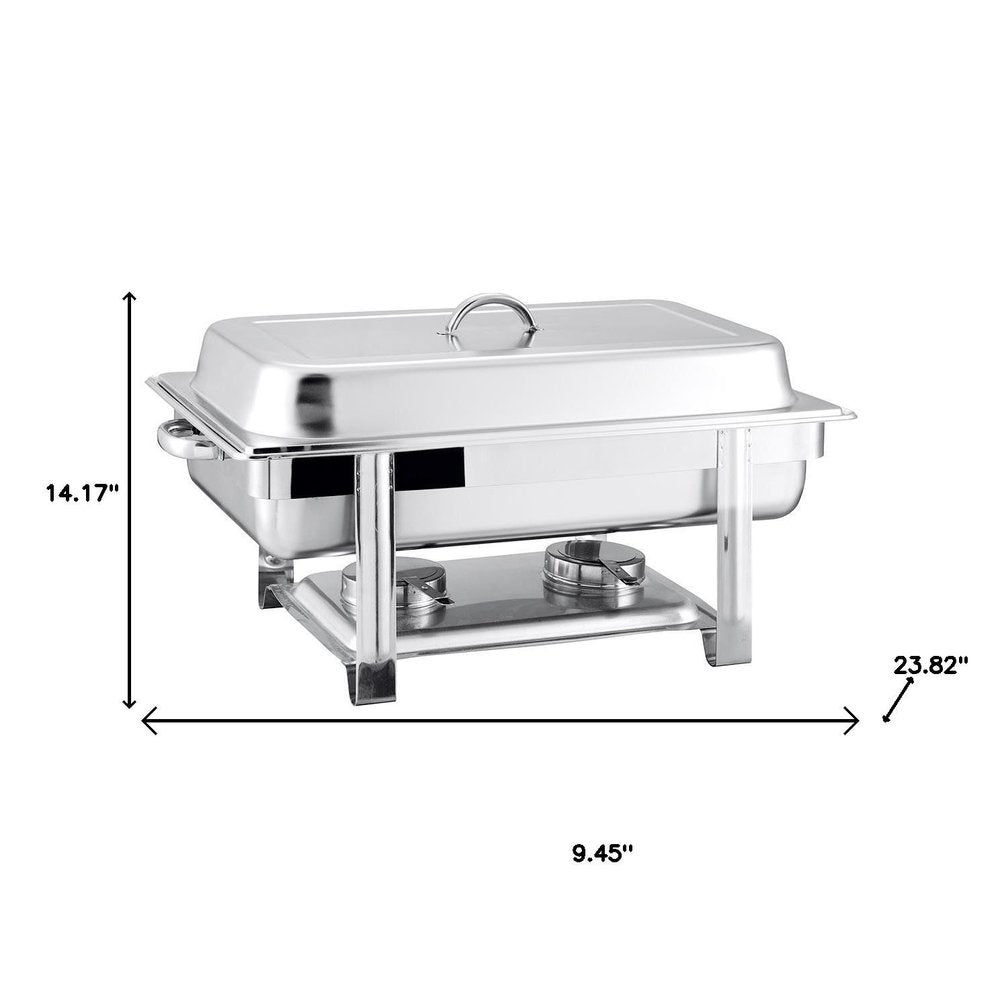 9" Silver Stainless Steel Chafing Dish With Stand