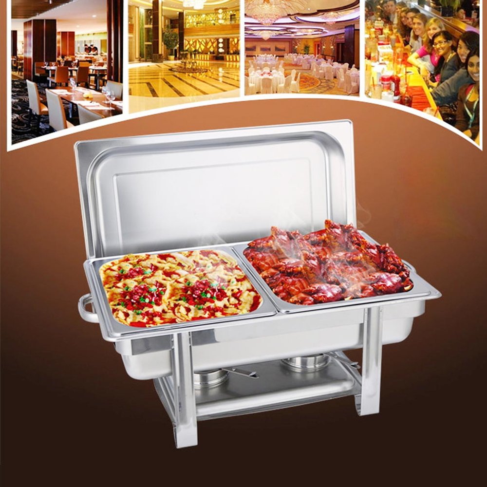 9" Silver Stainless Steel Chafing Dish With Stand