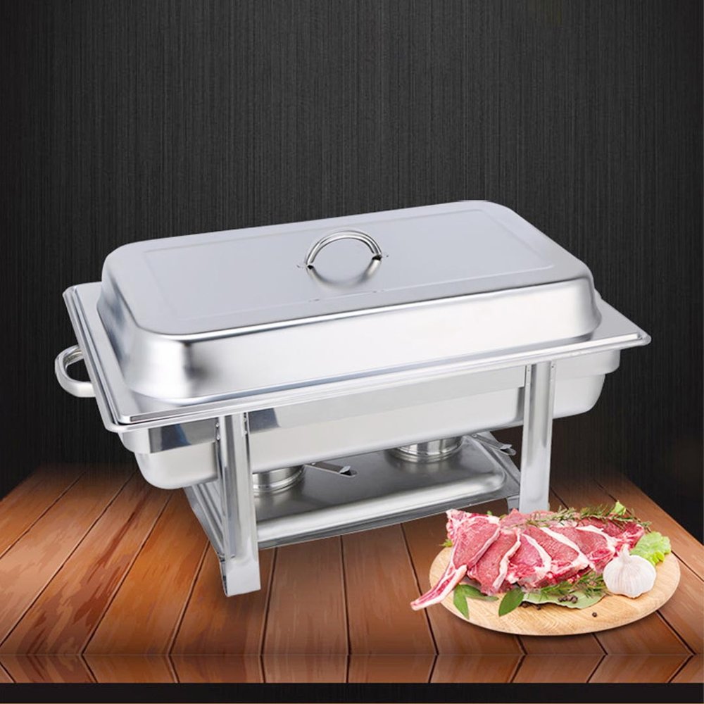 9" Silver Stainless Steel Chafing Dish With Stand