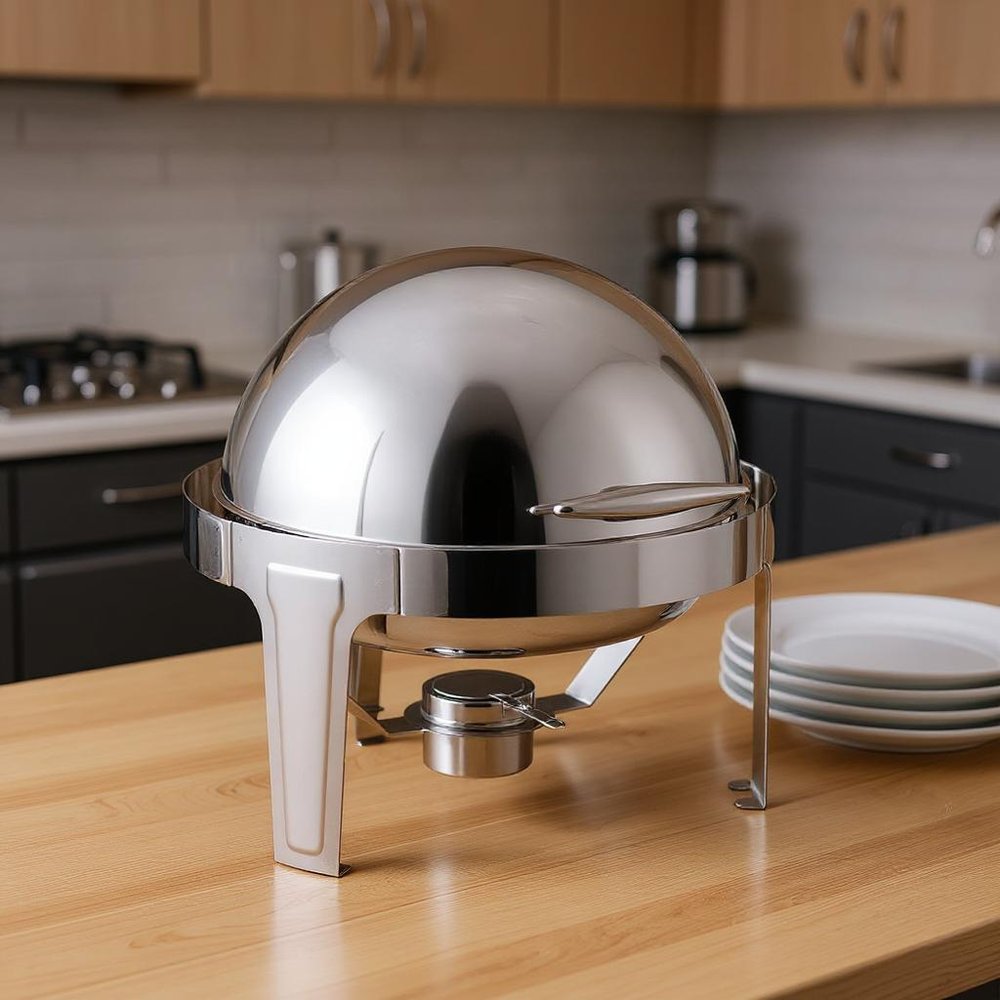 19" Silver Stainless Steel Chafing Dish With Stand