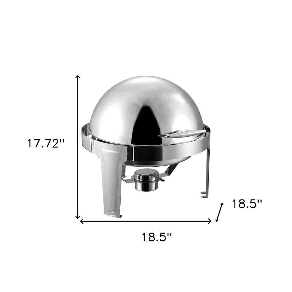 19" Silver Stainless Steel Chafing Dish With Stand