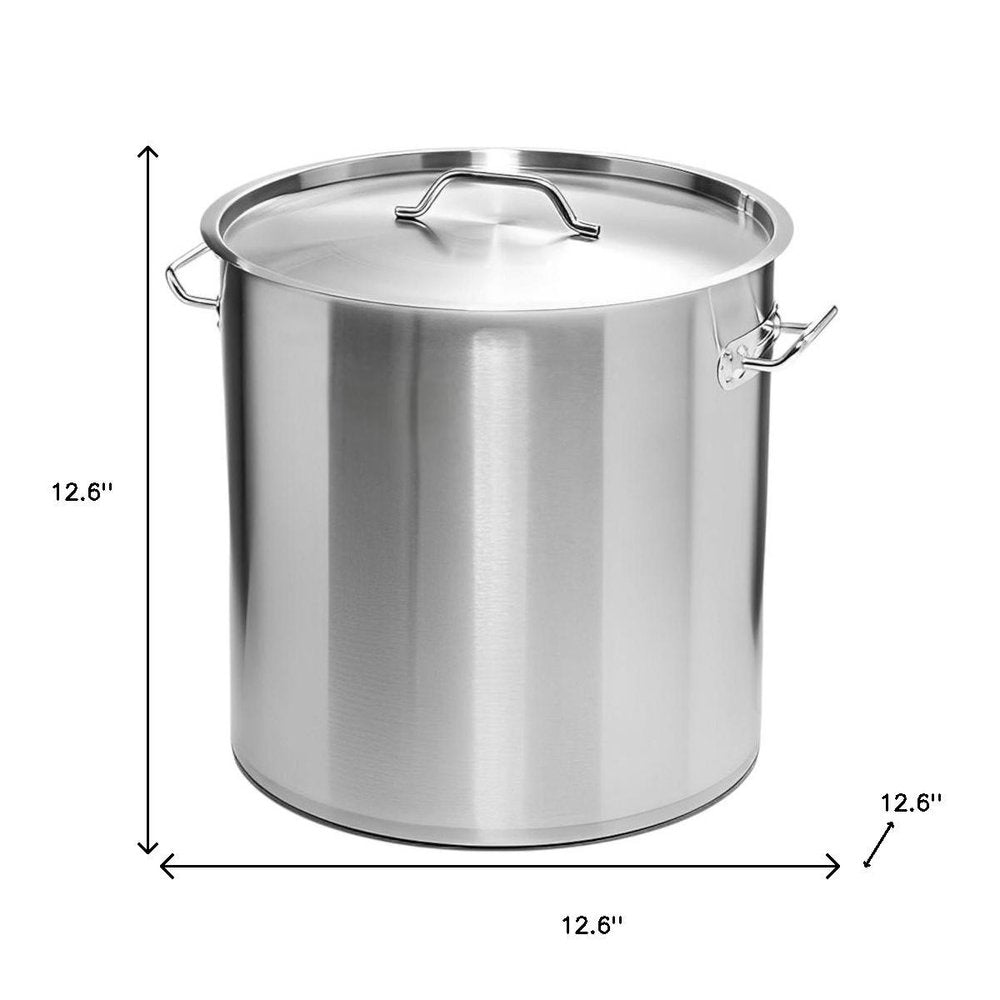 13" Silver Stainless Steel Stock Pot
