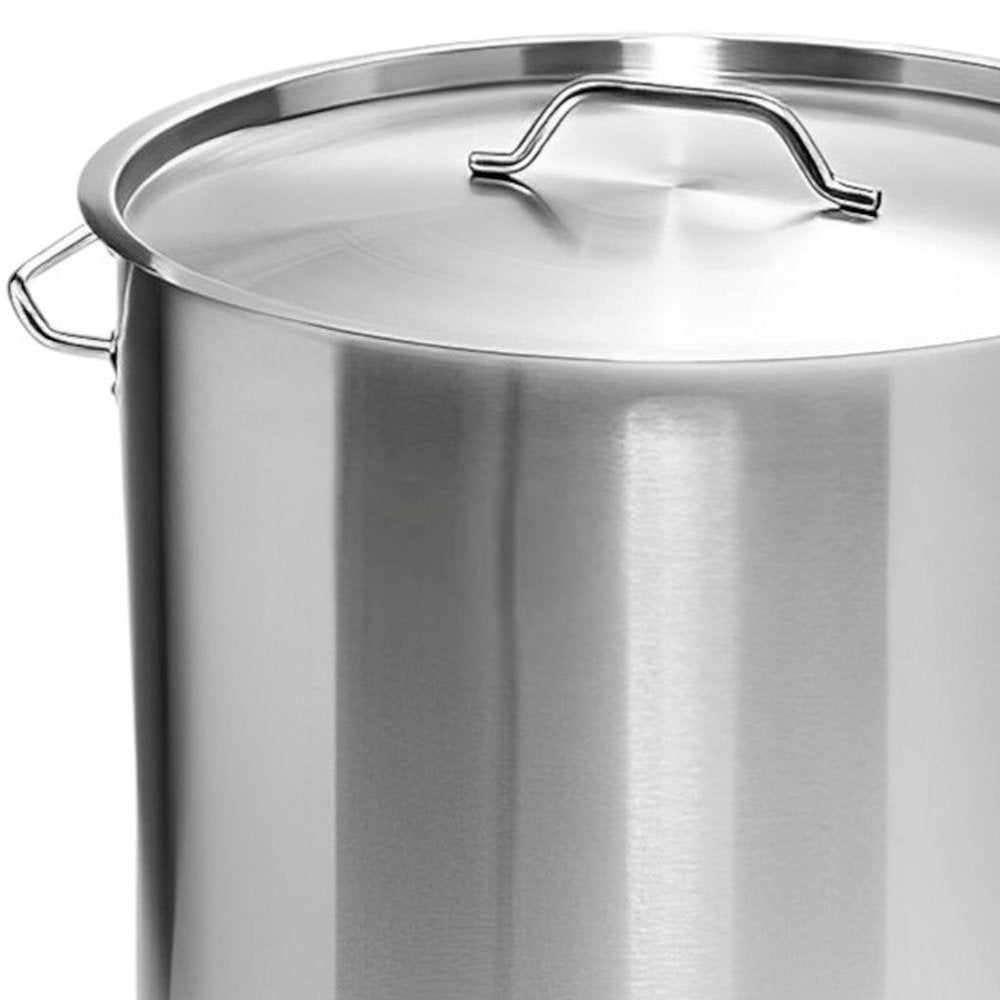 16" Silver Stainless Steel Stock Pot