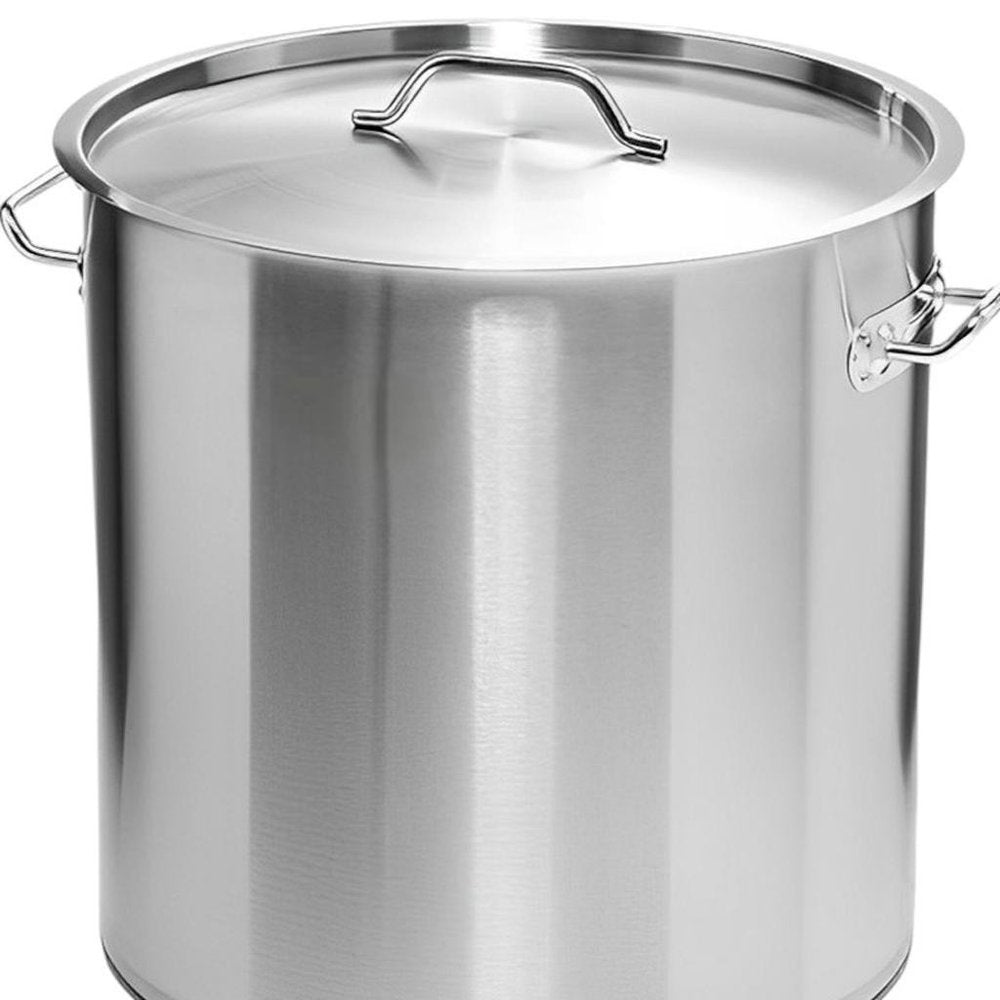 16" Silver Stainless Steel Stock Pot
