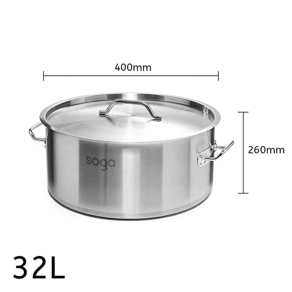 16" Silver Stainless Steel Stock Pot