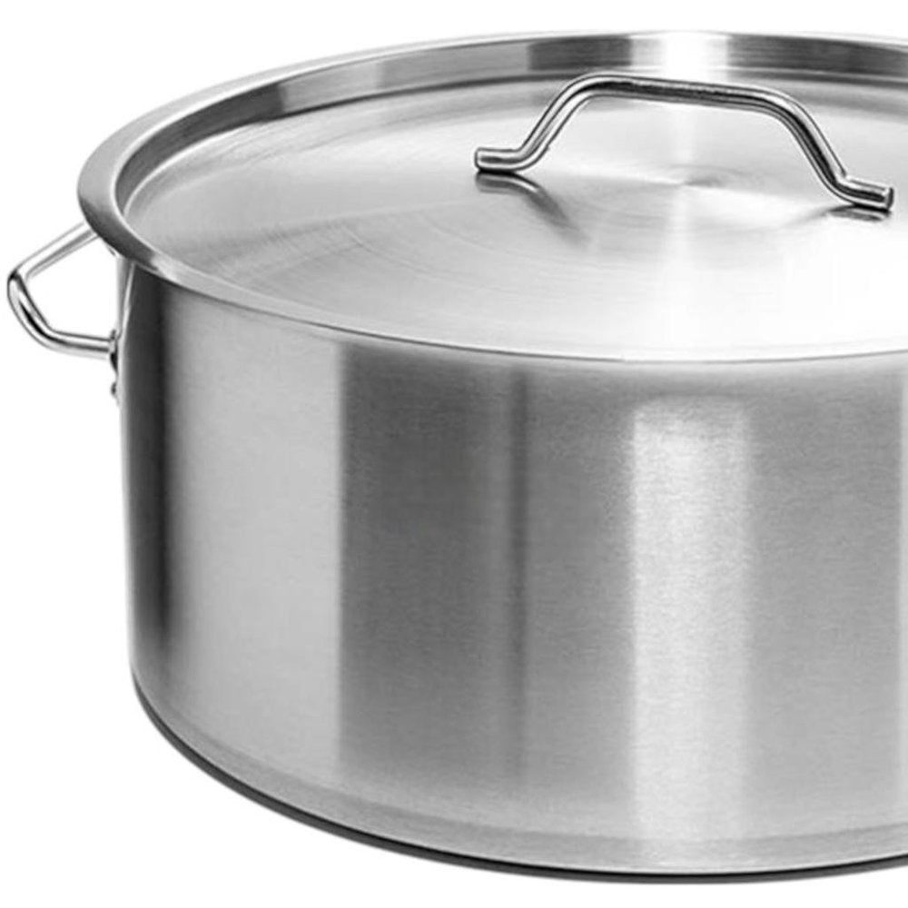 16" Silver Stainless Steel Stock Pot