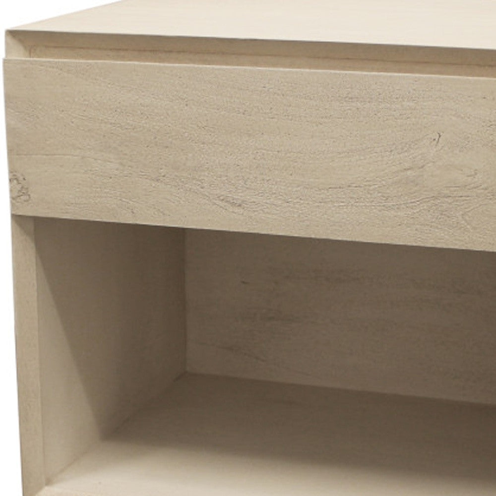 24" Natural Solid Wood One Drawer Nightstand