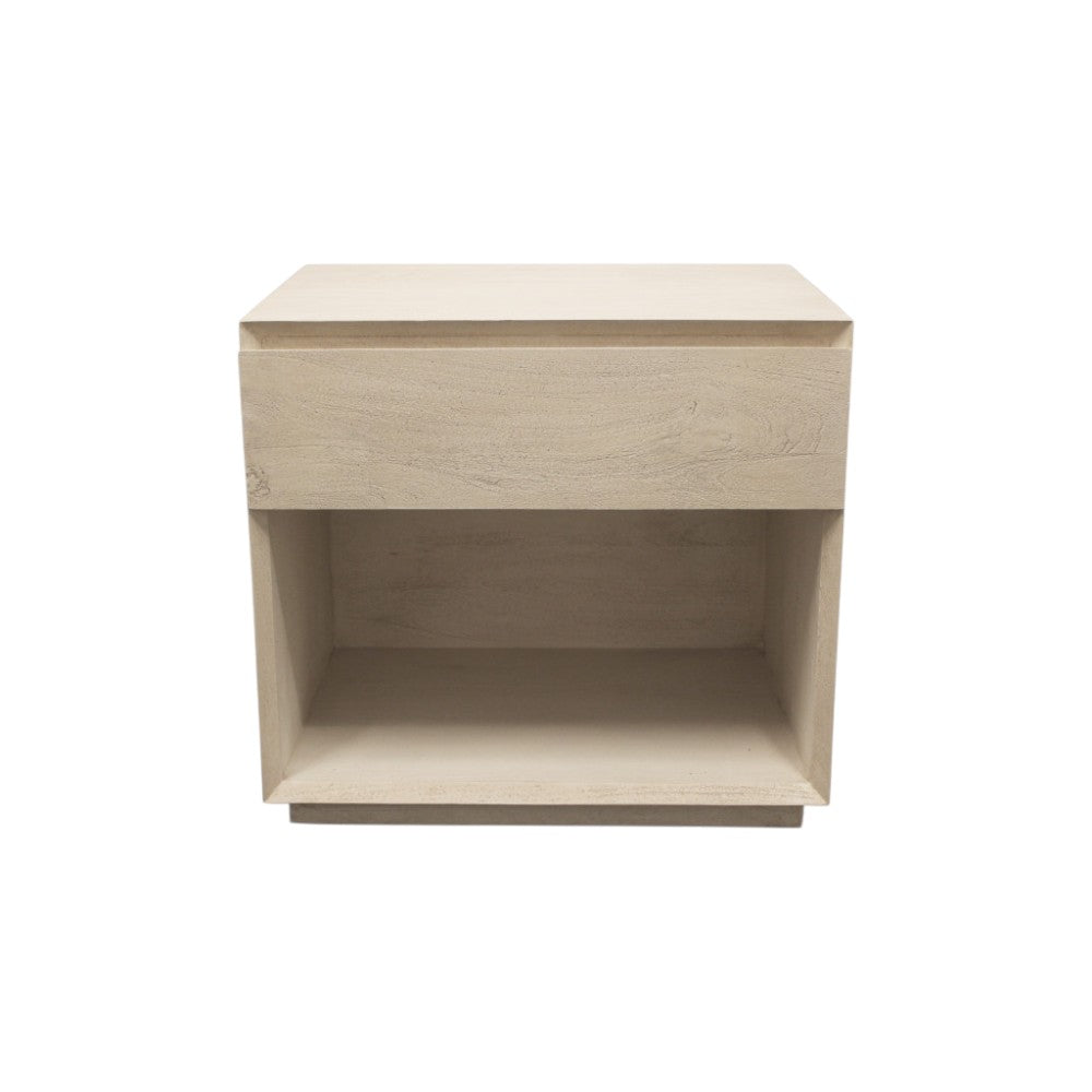 24" Natural Solid Wood One Drawer Nightstand