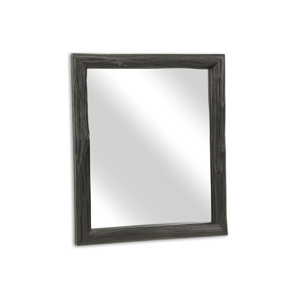 20" Black Solid Wood Accent Mirror
