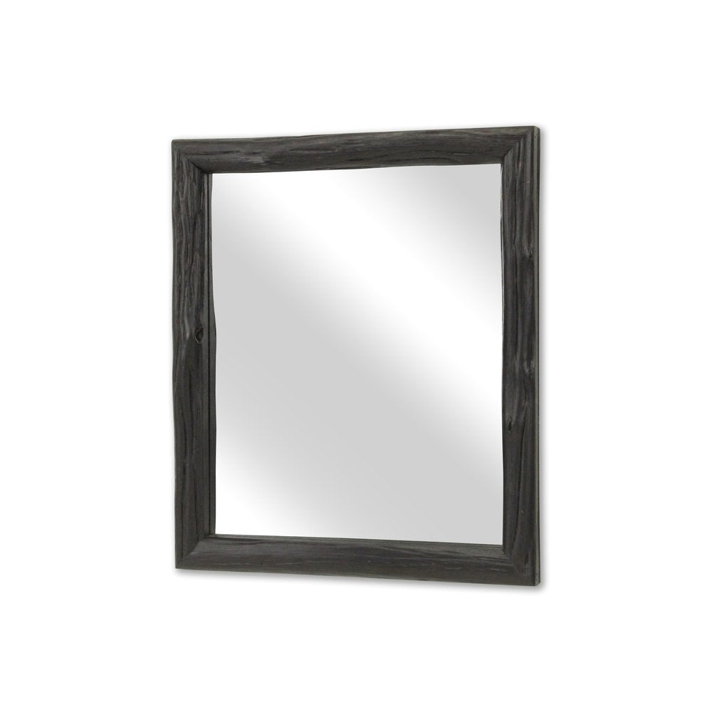 20" Black Solid Wood Accent Mirror
