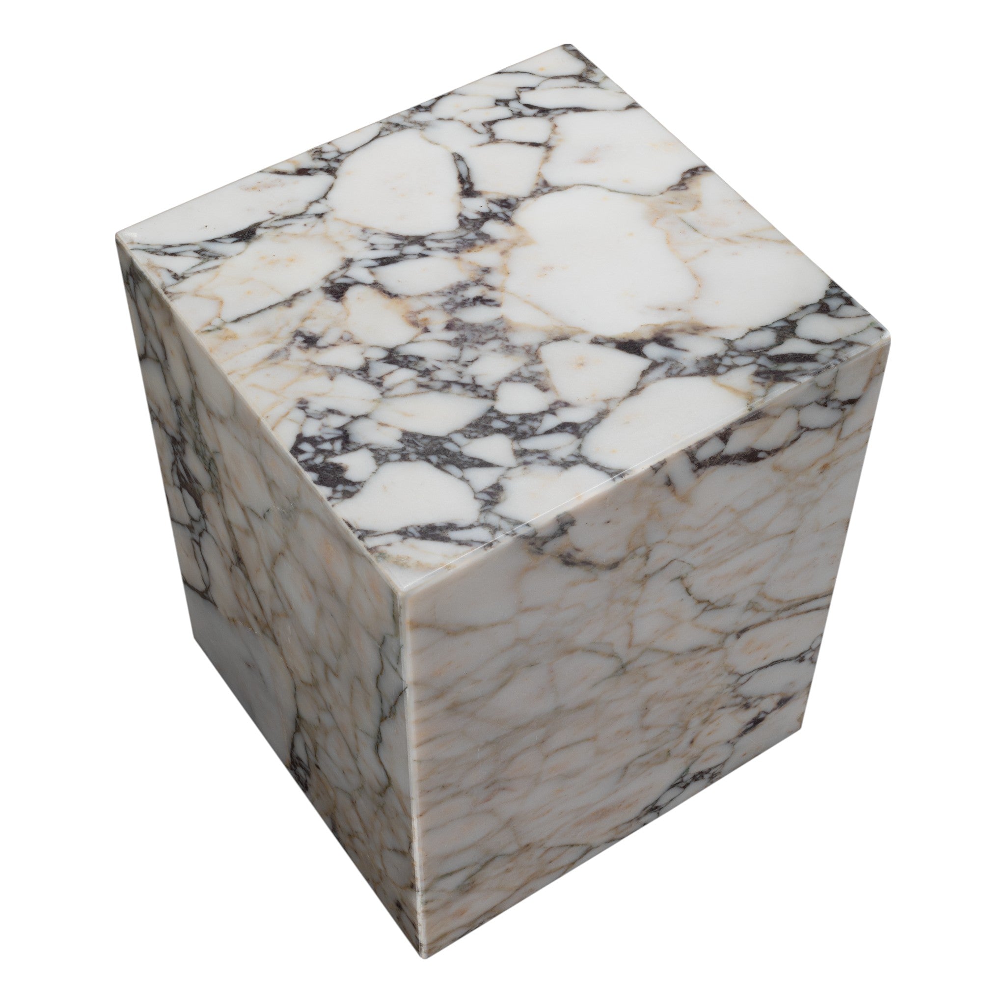 20" Ivory Marble Square Block End Table