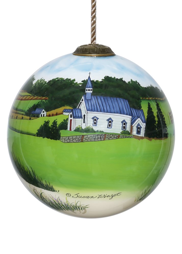 Just Married Hand Painted Red Green And White Glass Ball Ornament