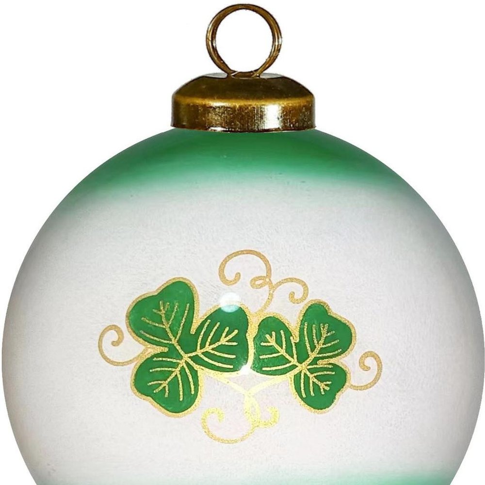Love Irish Hand Painted Green White And Red Glass Ball Ornament