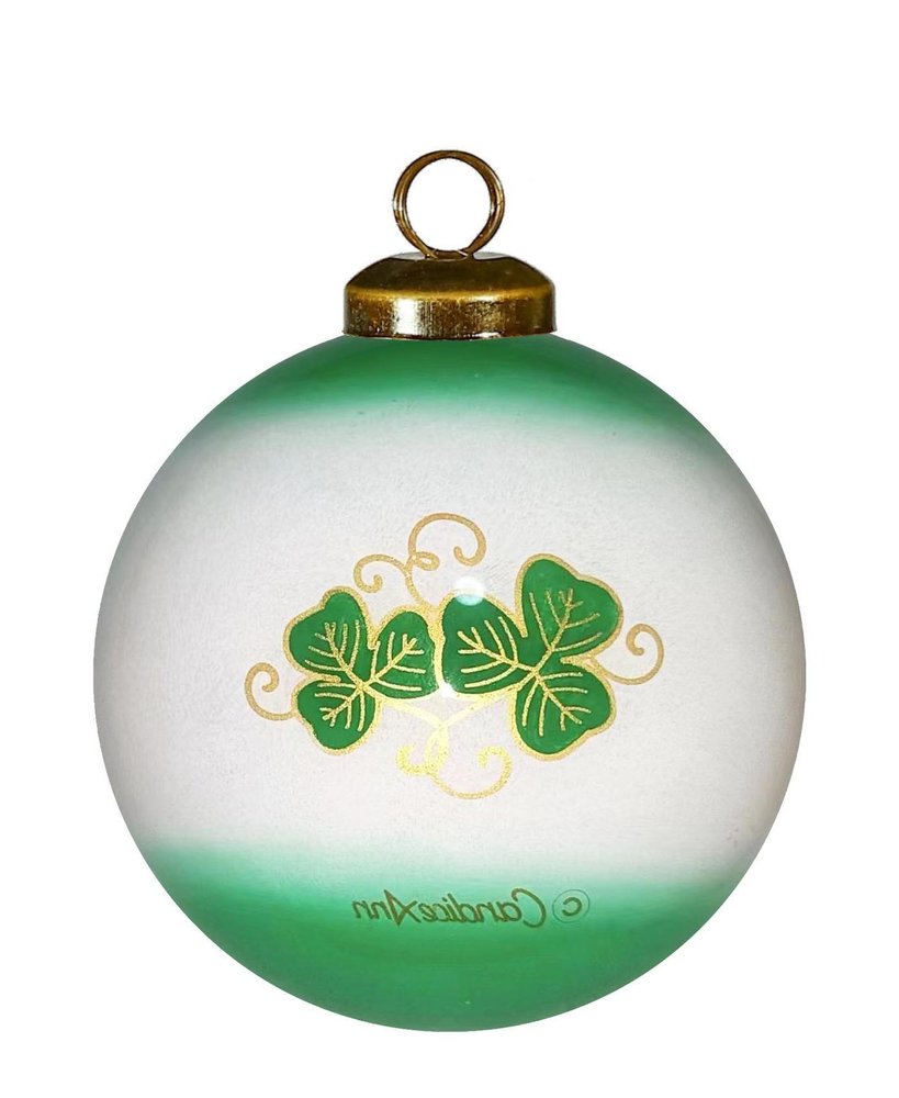 Love Irish Hand Painted Green White And Red Glass Ball Ornament
