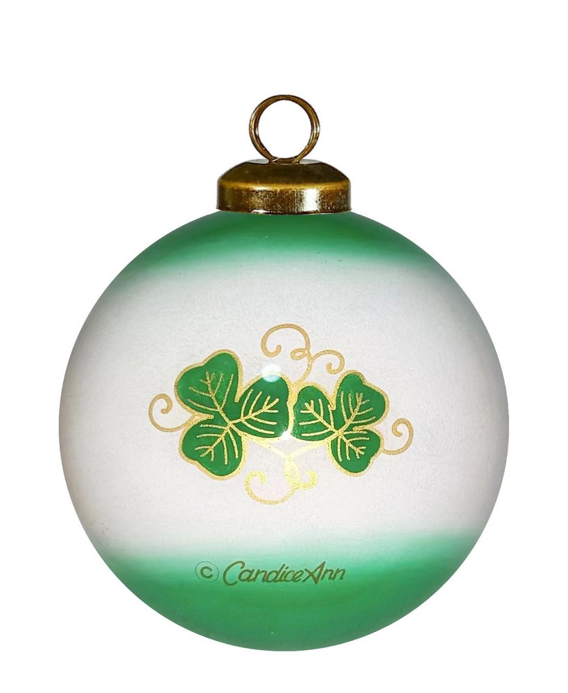 Love Irish Hand Painted Green White And Red Glass Ball Ornament