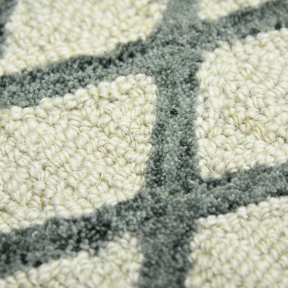 9' X 13' Ivory And Gray Wool Geometric Hand Hooked Area Rug