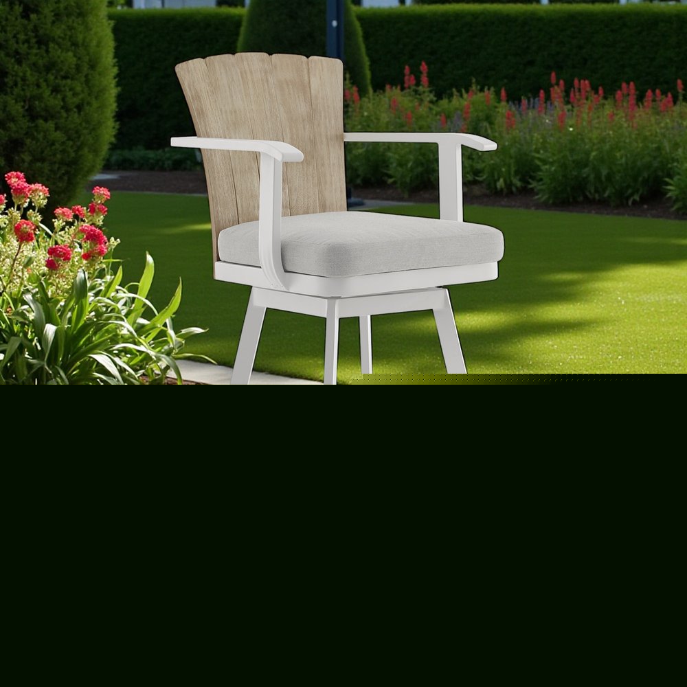 40" Gray Metal Swivel Outdoor Counter Height Bar chair with Footrest