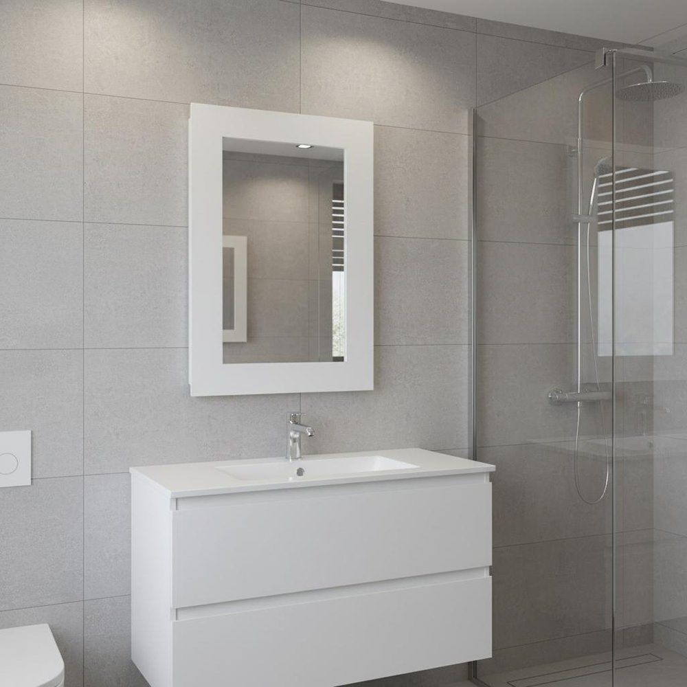 15" White Wood Floating Bathroom Vanity And Medicine Cabinet With Mirror