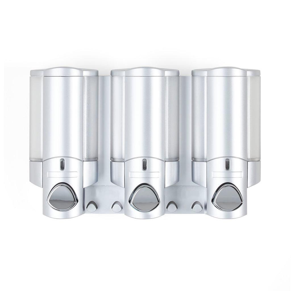 Gray Heavy Duty Plastic Three Chamber Wall Mount Soap Dispenser