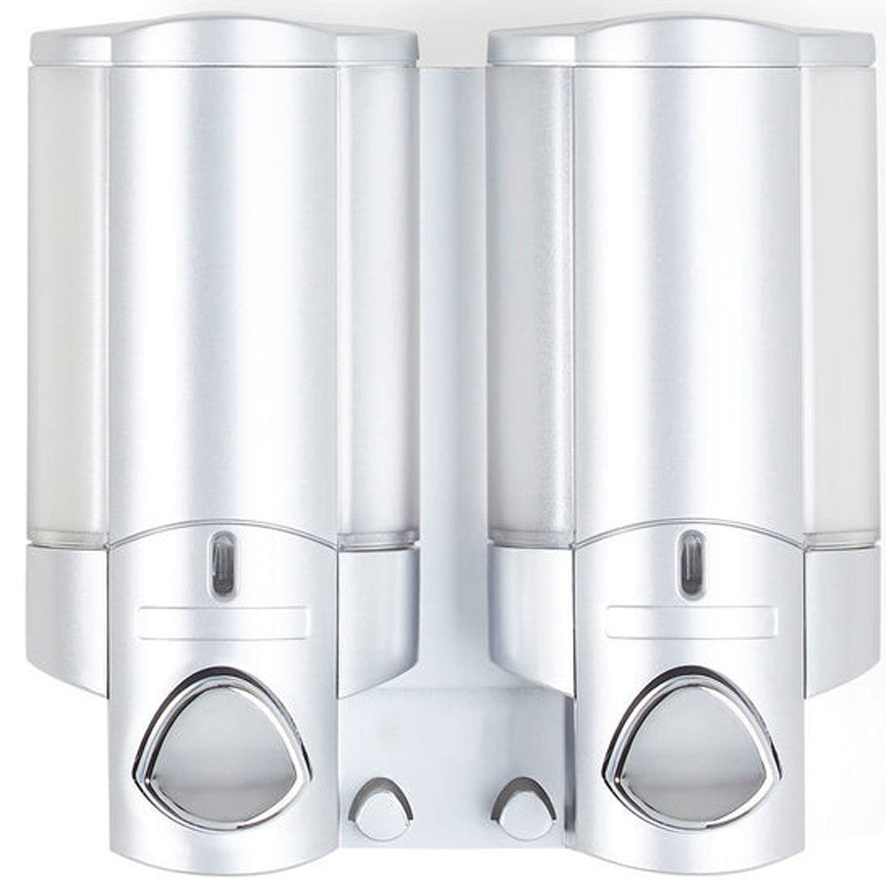 Gray Heavy Duty Plastic Two Chamber Wall Mount Soap Dispenser