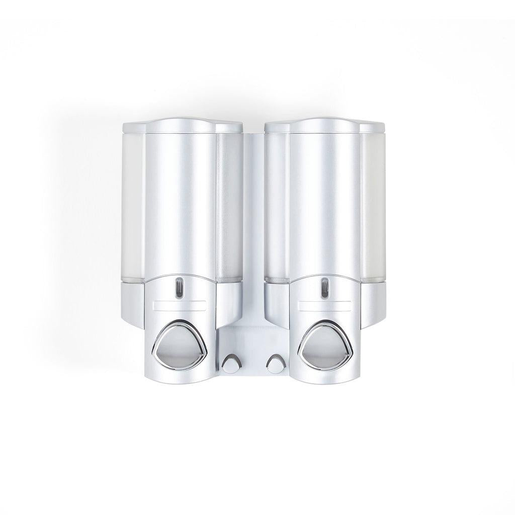 Gray Heavy Duty Plastic Two Chamber Wall Mount Soap Dispenser