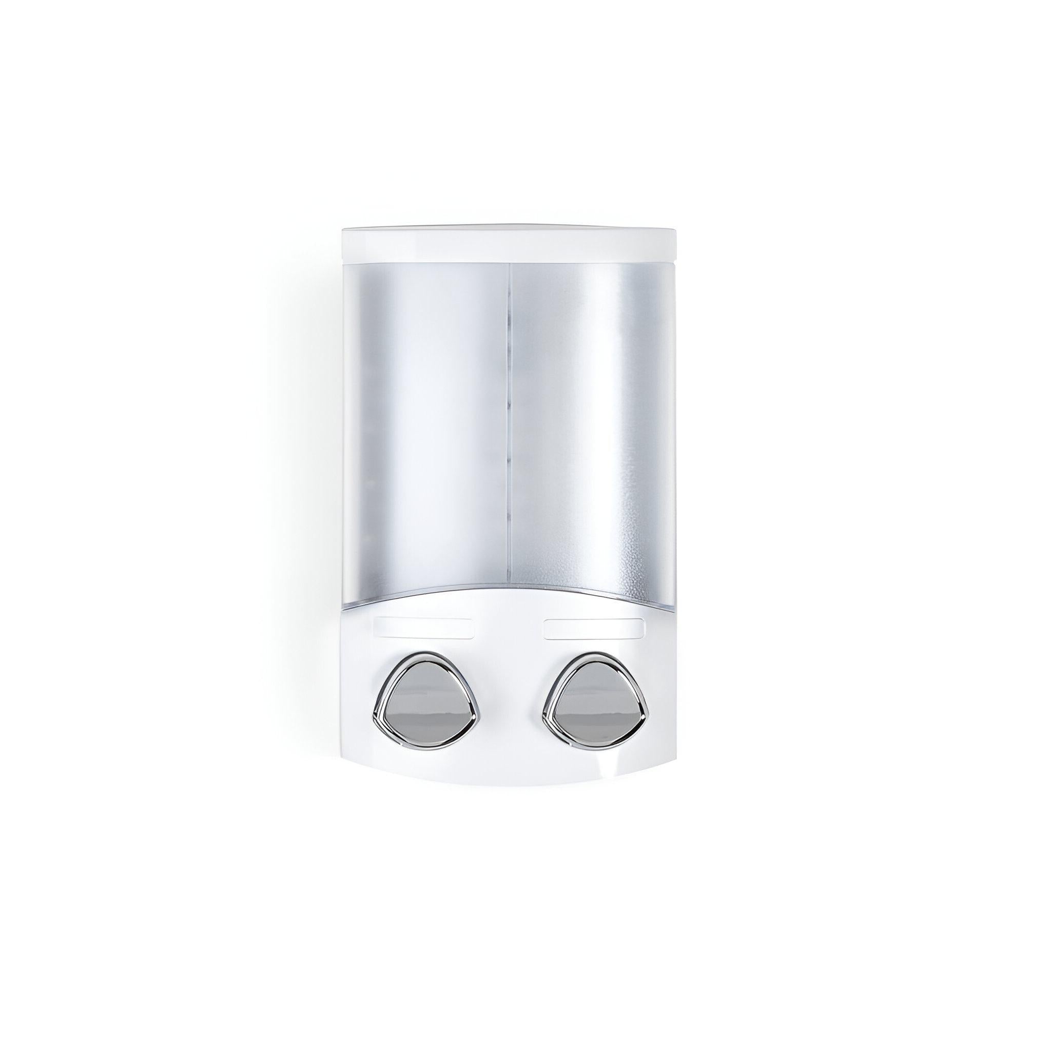 White Heavy Duty Plastic Two Chamber Wall Mount Soap Dispenser