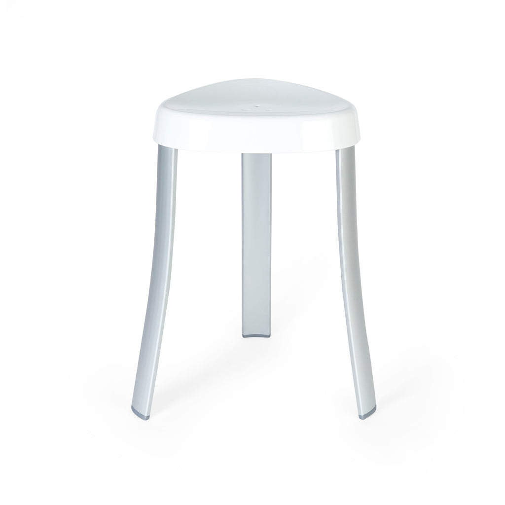18" White Aluminum And Heavy Duty Plastic Corner Shower Bench