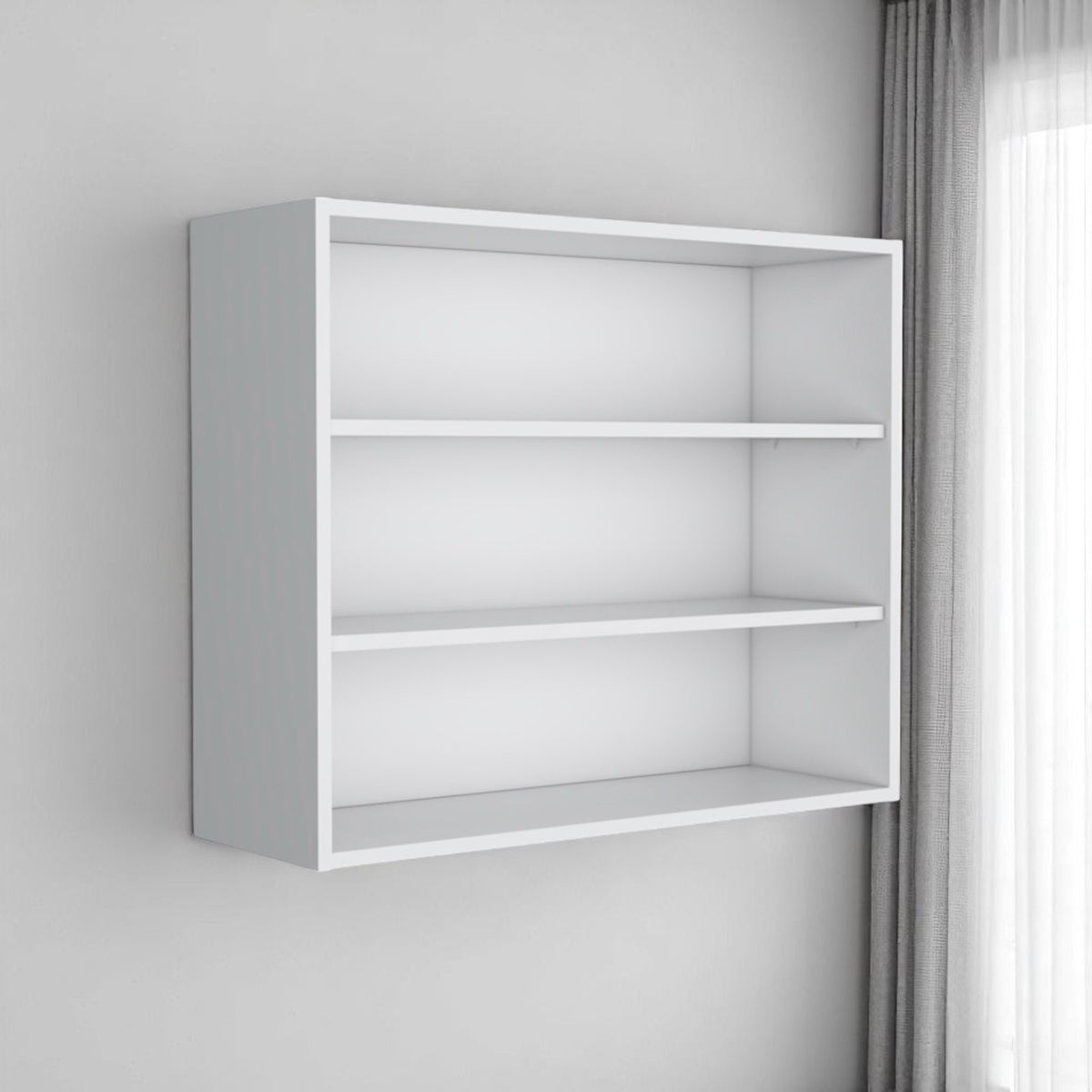 36" White Wood Three Tier Wall Mounted Floating Shelf