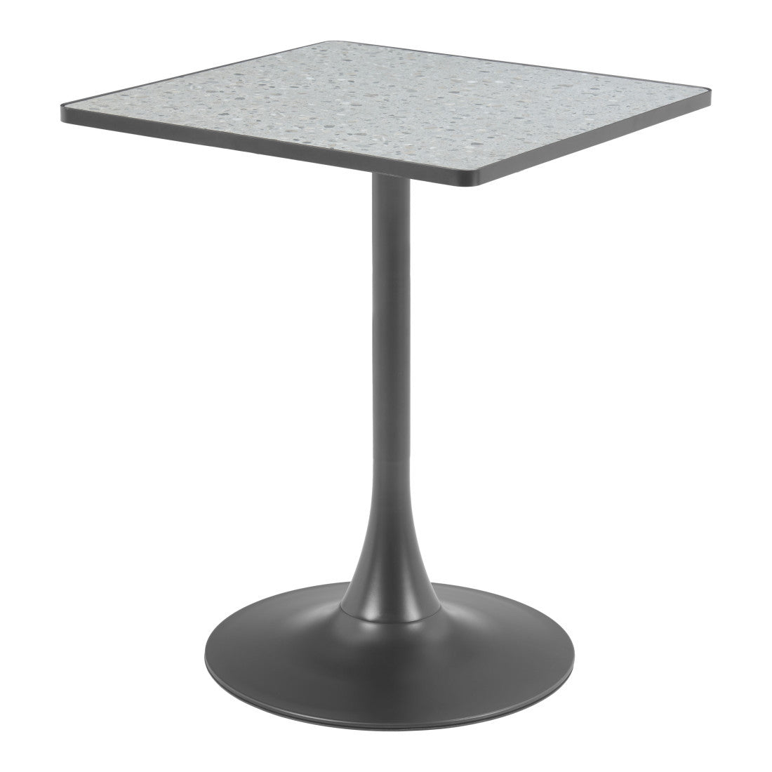 24" Gray Wood and Steel Faux Terrazzo Pedestal Base Square Dining Table