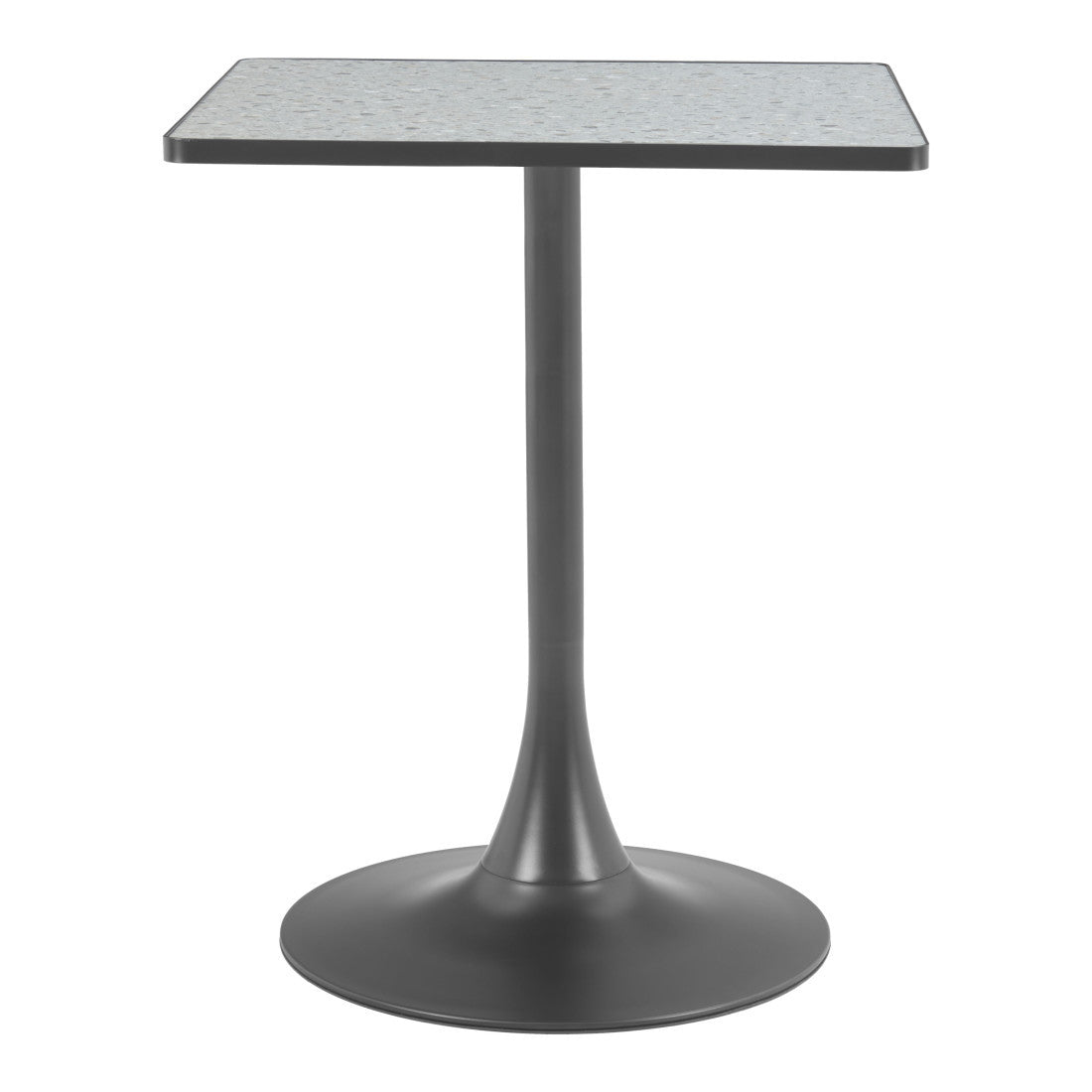 24" Gray Wood and Steel Faux Terrazzo Pedestal Base Square Dining Table