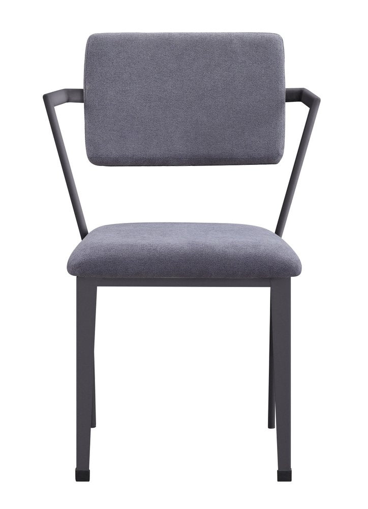Set of Two Gray and Gunmetal Fabric Open Back Dining Side Chairs