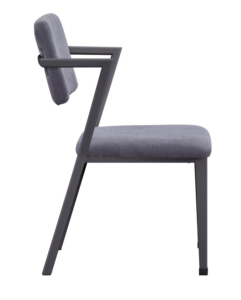 Set of Two Gray and Gunmetal Fabric Open Back Dining Side Chairs