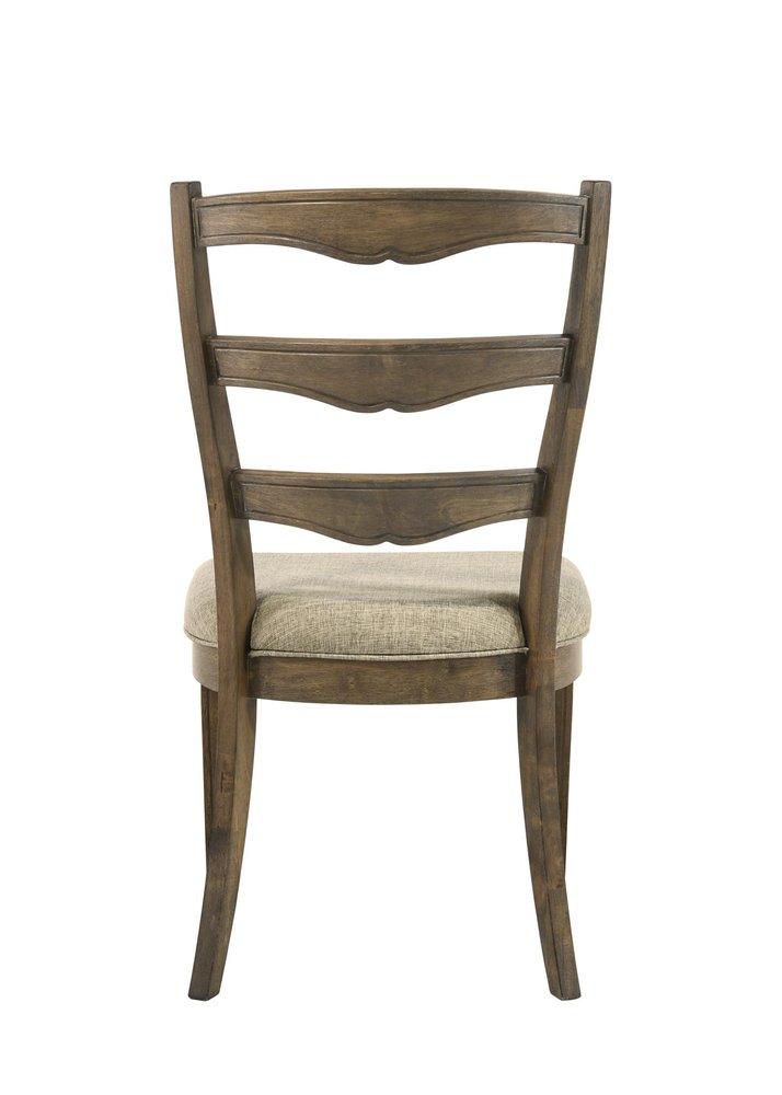 Set of Two Gray and Oak Fabric Open Back Dining Side Chairs