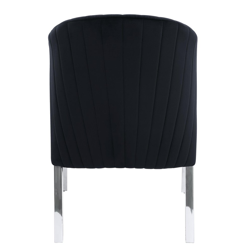 Set of Two Black and Silver Velvet Wing Back Dining Side Chairs