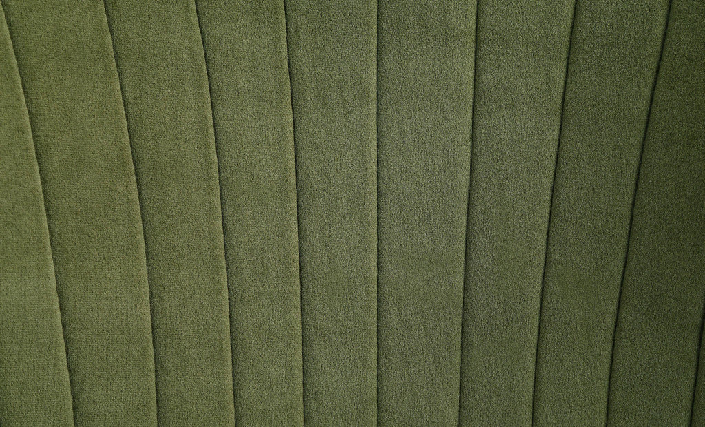 Set of Two Green and Gold Upholstered Velvet And Steel Wing Back Dining Side Chairs
