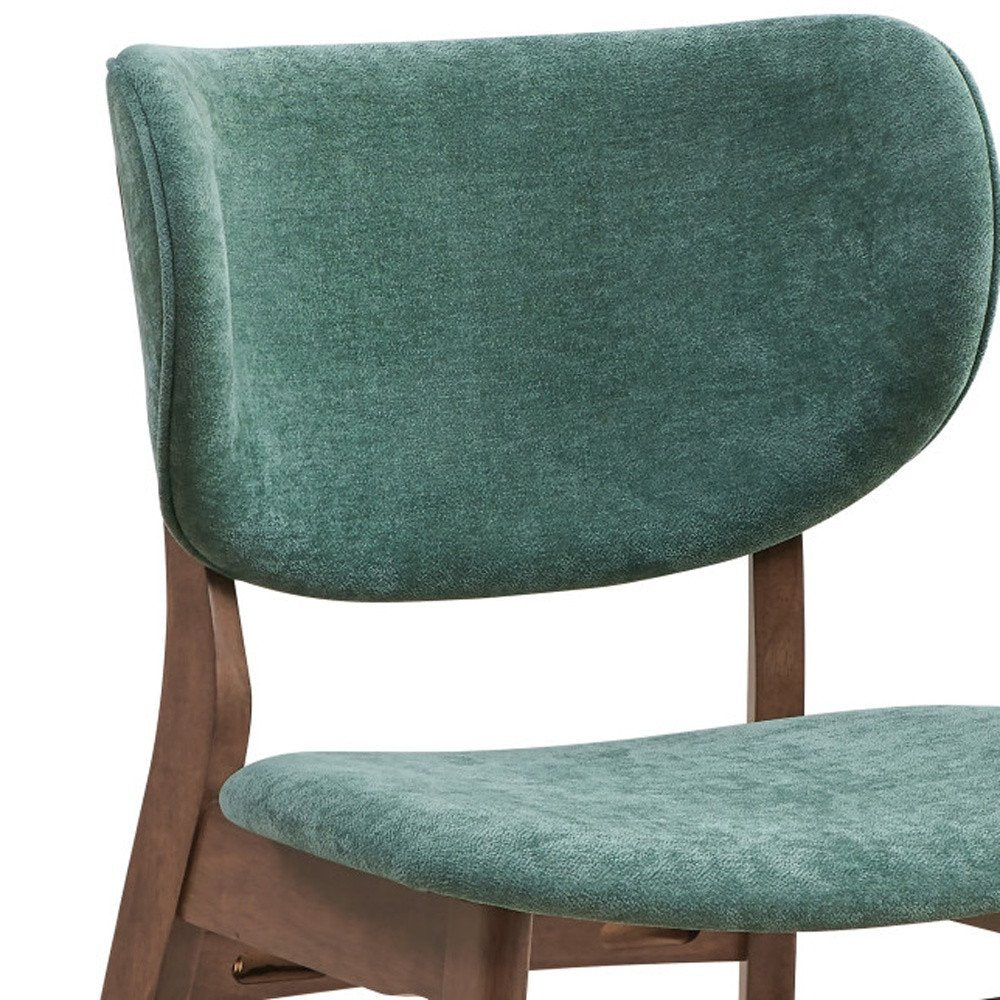 Set of Two Green and Brown Fabric Open Back Dining Side Chairs