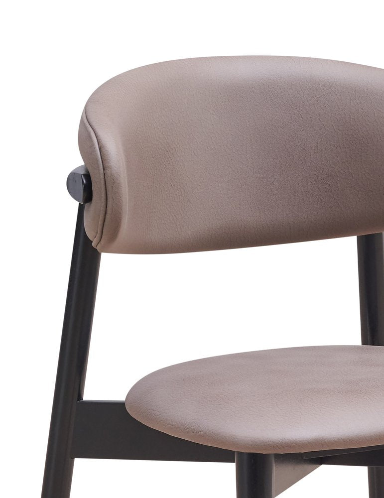 Set of Two Gray and Black Fabric Open Back Dining Side Chairs