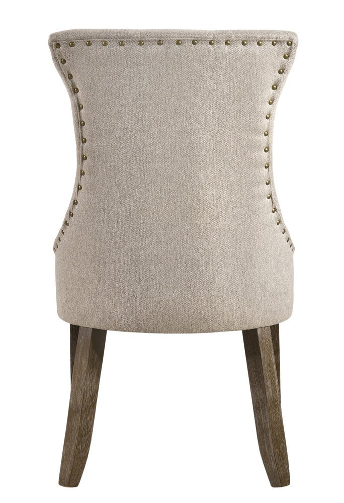Set of Two Gray Tufted Fabric Dining Side Chairs